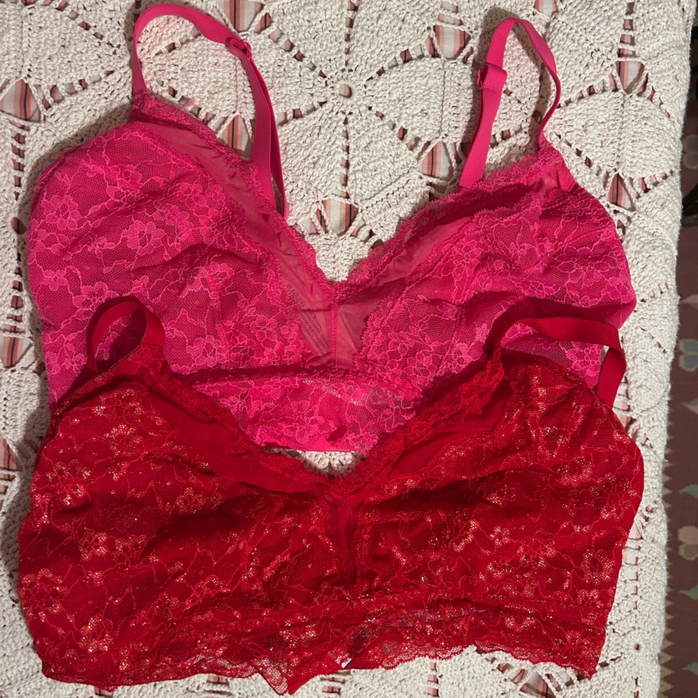 Victorias secret Lace Bralette Set - Red and Pink